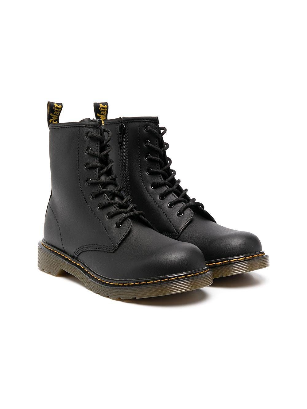 Stivaletti Fiori per bambini Dr. Martens Kids neri con cuciture a contrasto - Rubino Kids