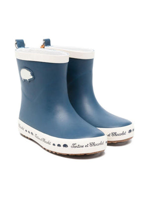 Tartine Et Chocolat blue rubber boots for children with rubber soles