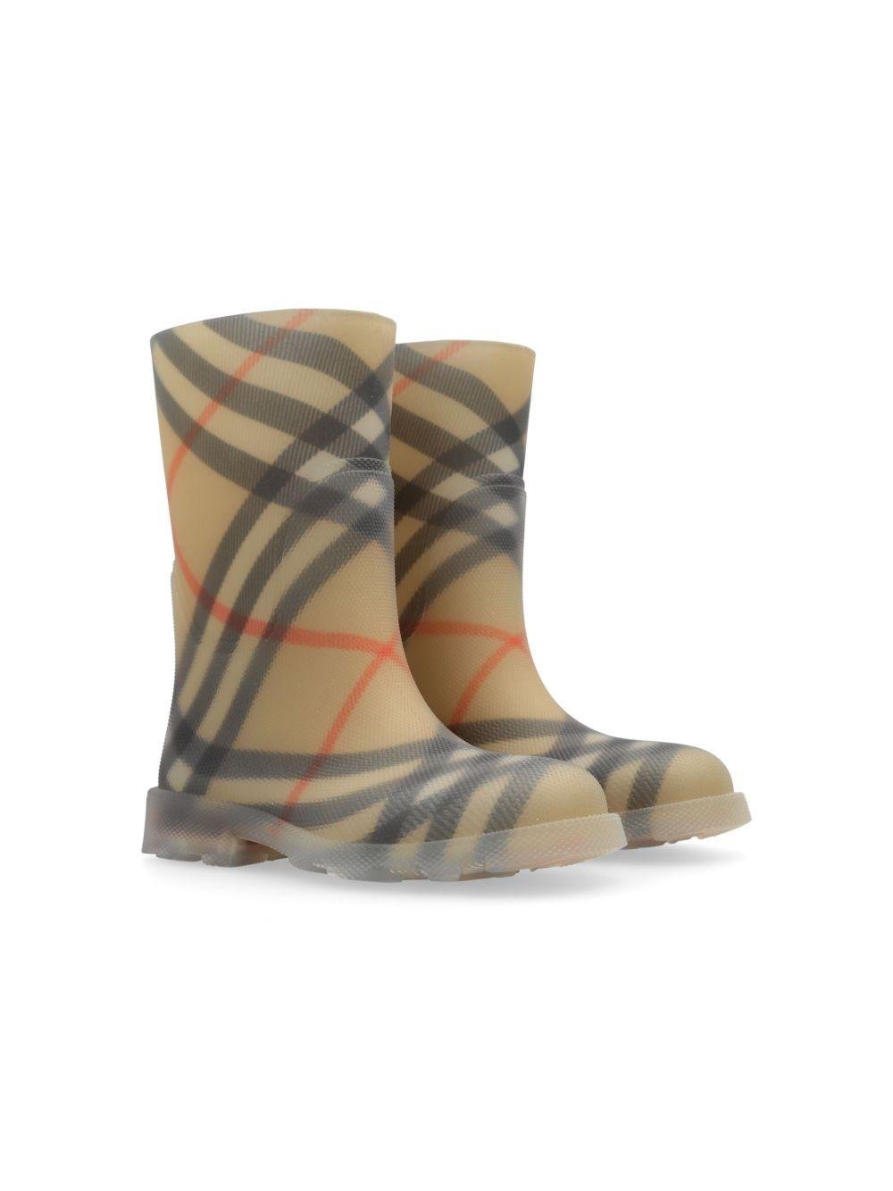 Stivaletti Marsh Check per bambina Burberry Kids beige con caratteristico motivo a quadri - Rubino Kids