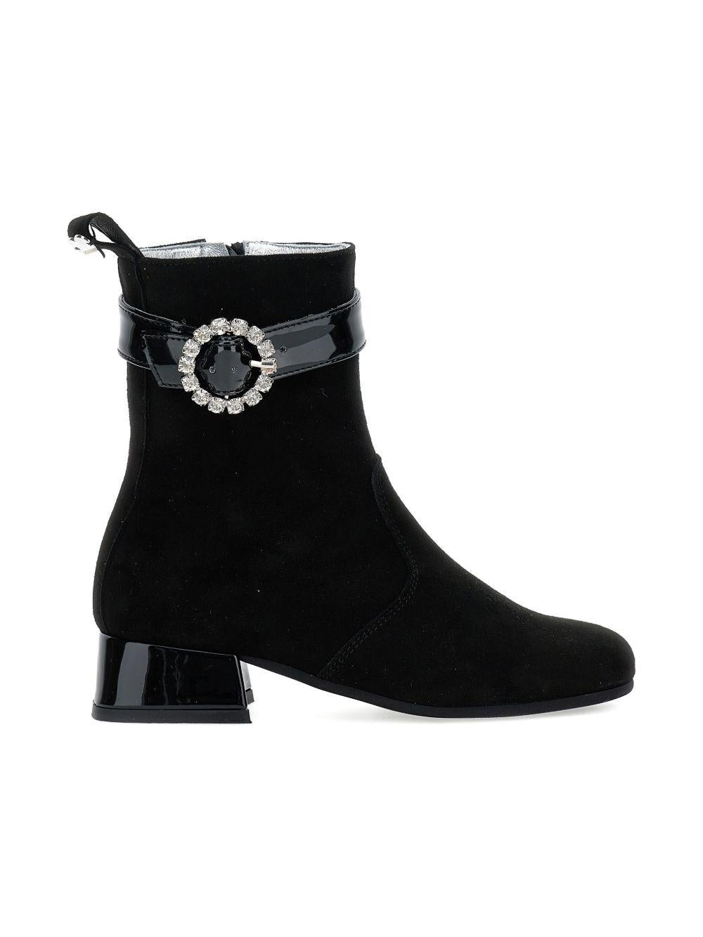 Stivaletti per bambina Monnalisa nero con cristalli - Rubino Kids