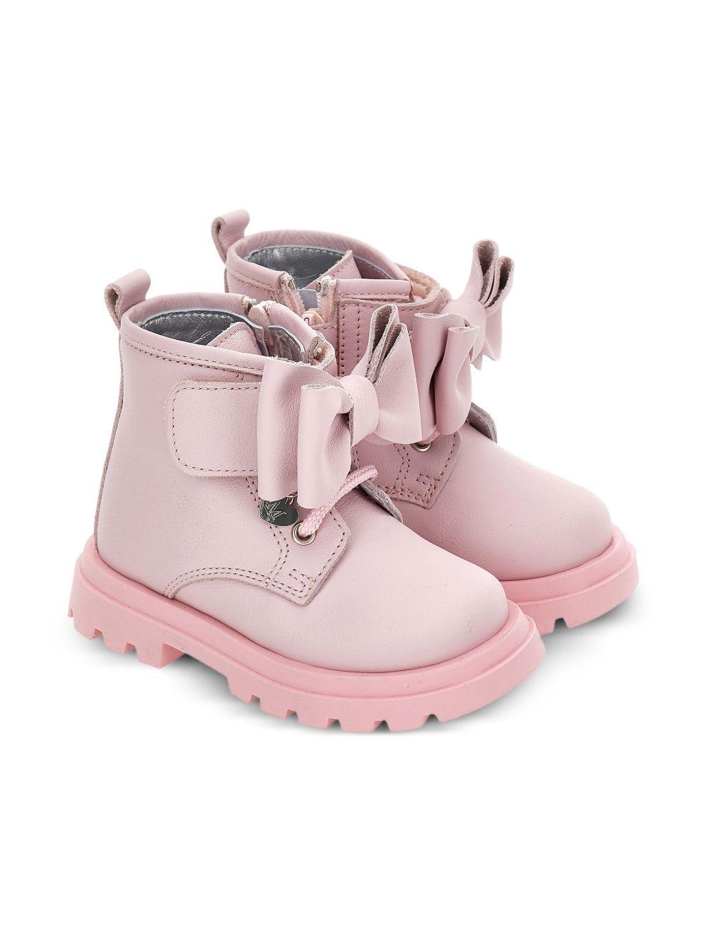 Stivaletti per bambina Monnalisa rosa con fiocco - Rubino Kids