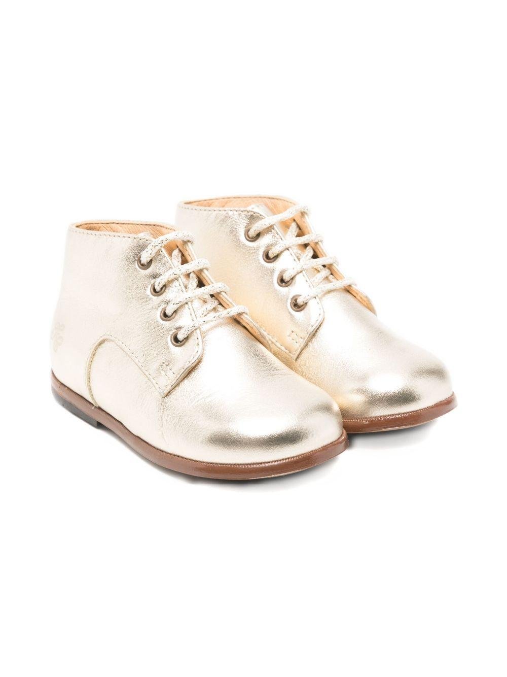 Stivaletti per bambina Tartine Et Chocolat color oro con lacci - Rubino Kids
