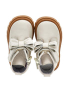 Stivaletti per neonata Monnalisa beige con fiocco e lacci - Rubino Kids
