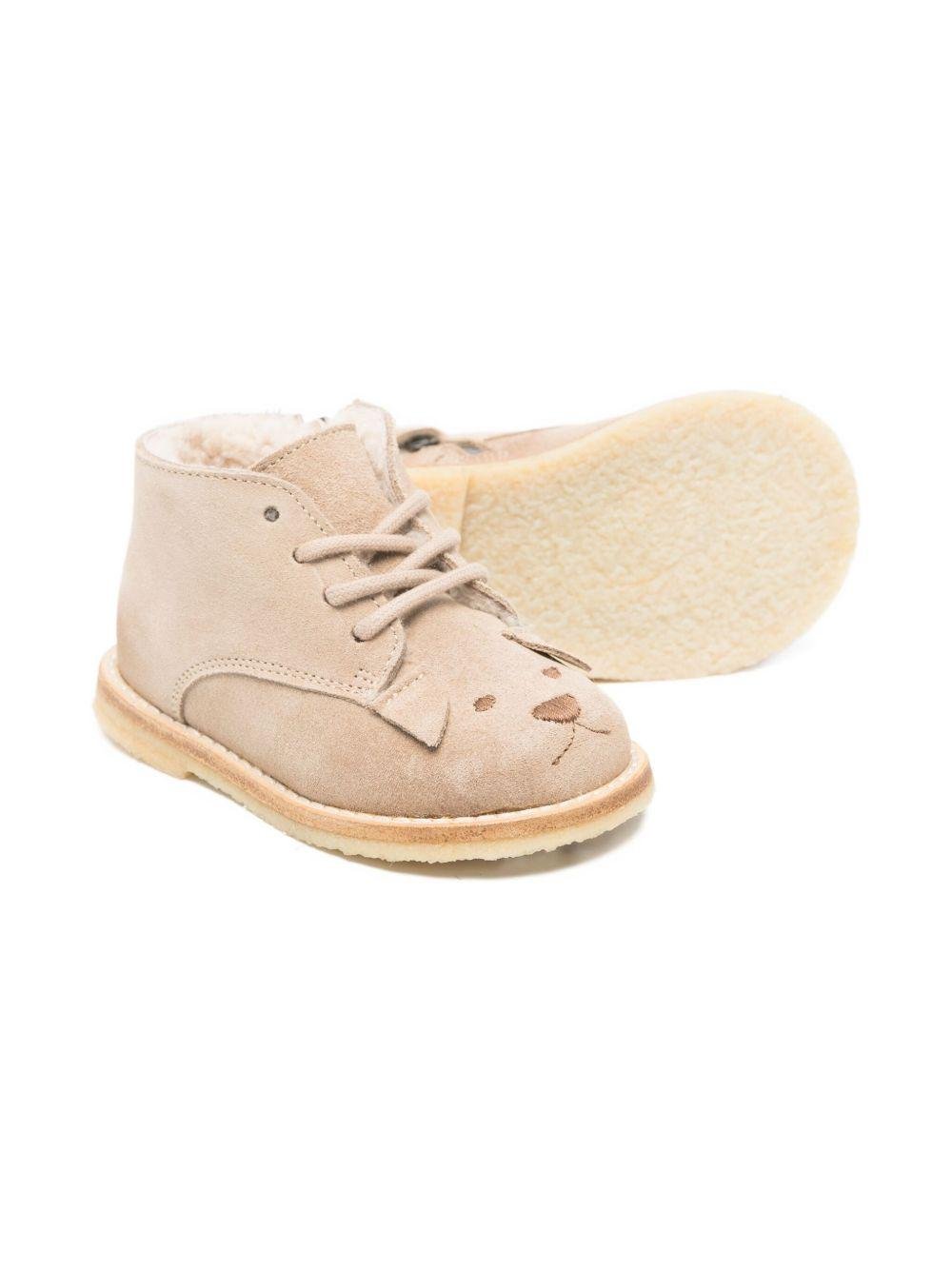 Stivaletto per bambino Bonpoint beige con ricamo a forma di cane - Rubino Kids