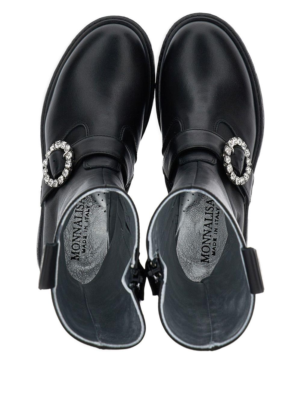 Stivali al ginocchio per bambina Monnalisa nero con cristalli - Rubino Kids