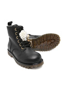 Stivali Amphibian per bambina Monnalisa neri con decorazione floreale - Rubino Kids