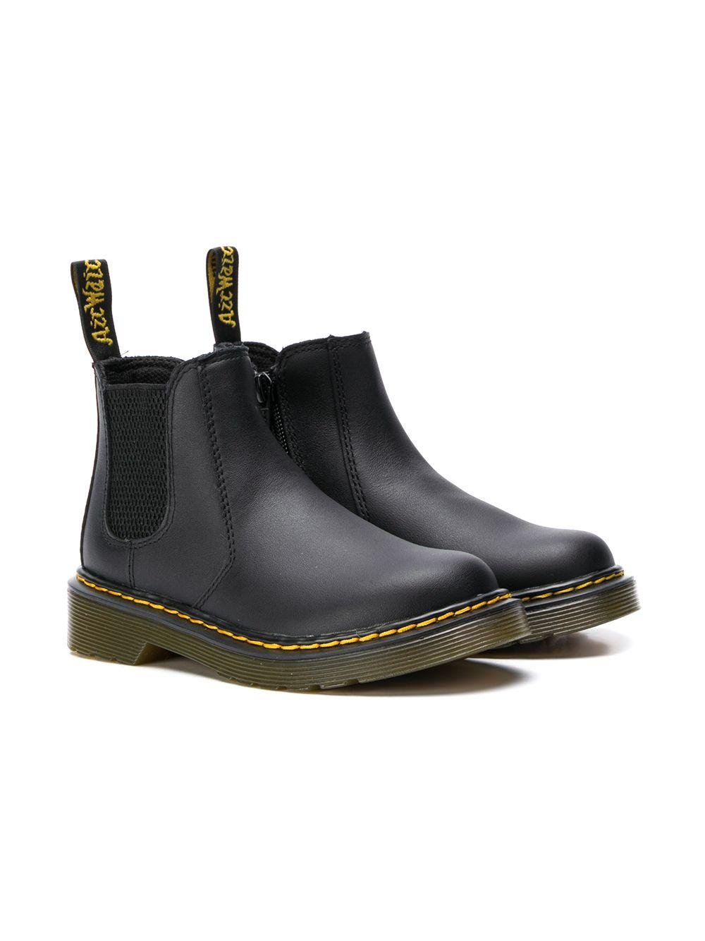 Stivali Chelsea per bambini Dr. Martens Kids neri con linguetta con logo - Rubino Kids