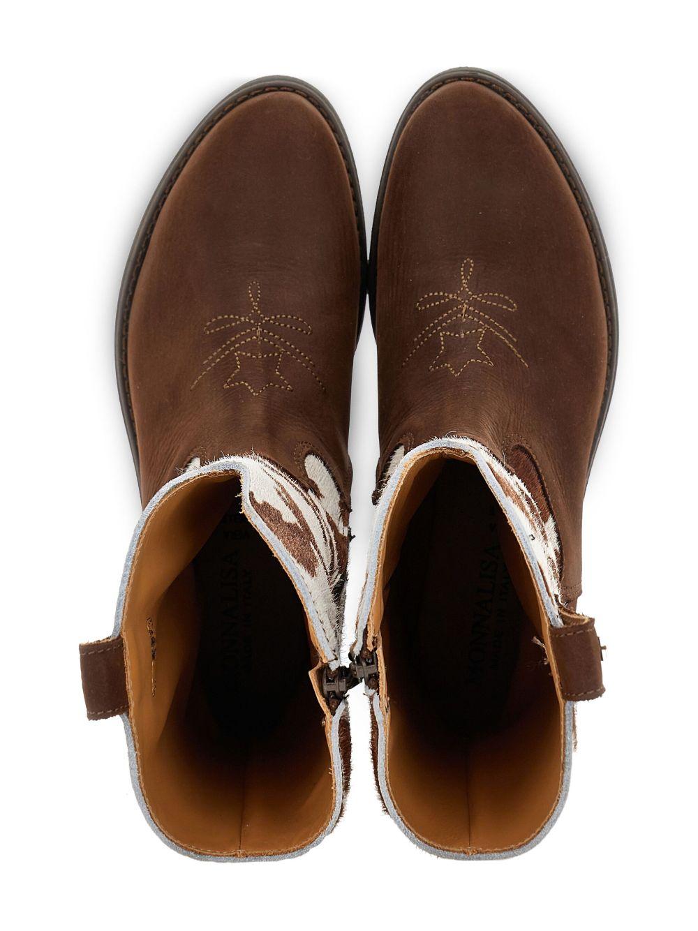 Stivali cowboy per bambina Monnalisa marrone in pelle scamosciata - Rubino Kids