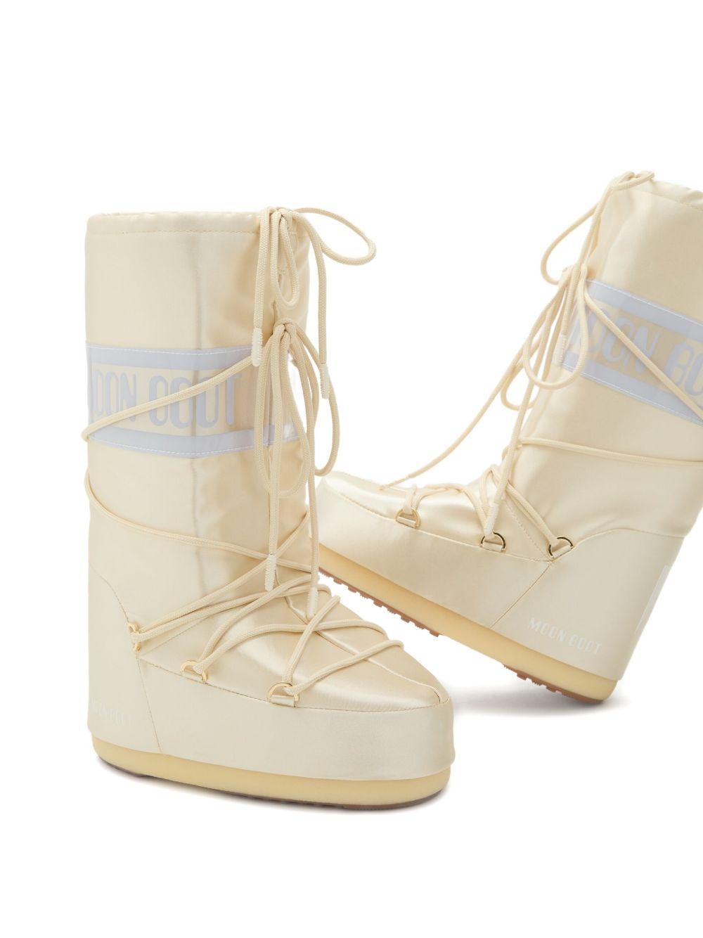 Stivali da neve Icon per bambini Moon Boot Kids bianchi con fascia con logo - Rubino Kids