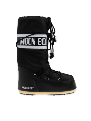 Moon Boot Kids Black Icon Snow Boots with Print