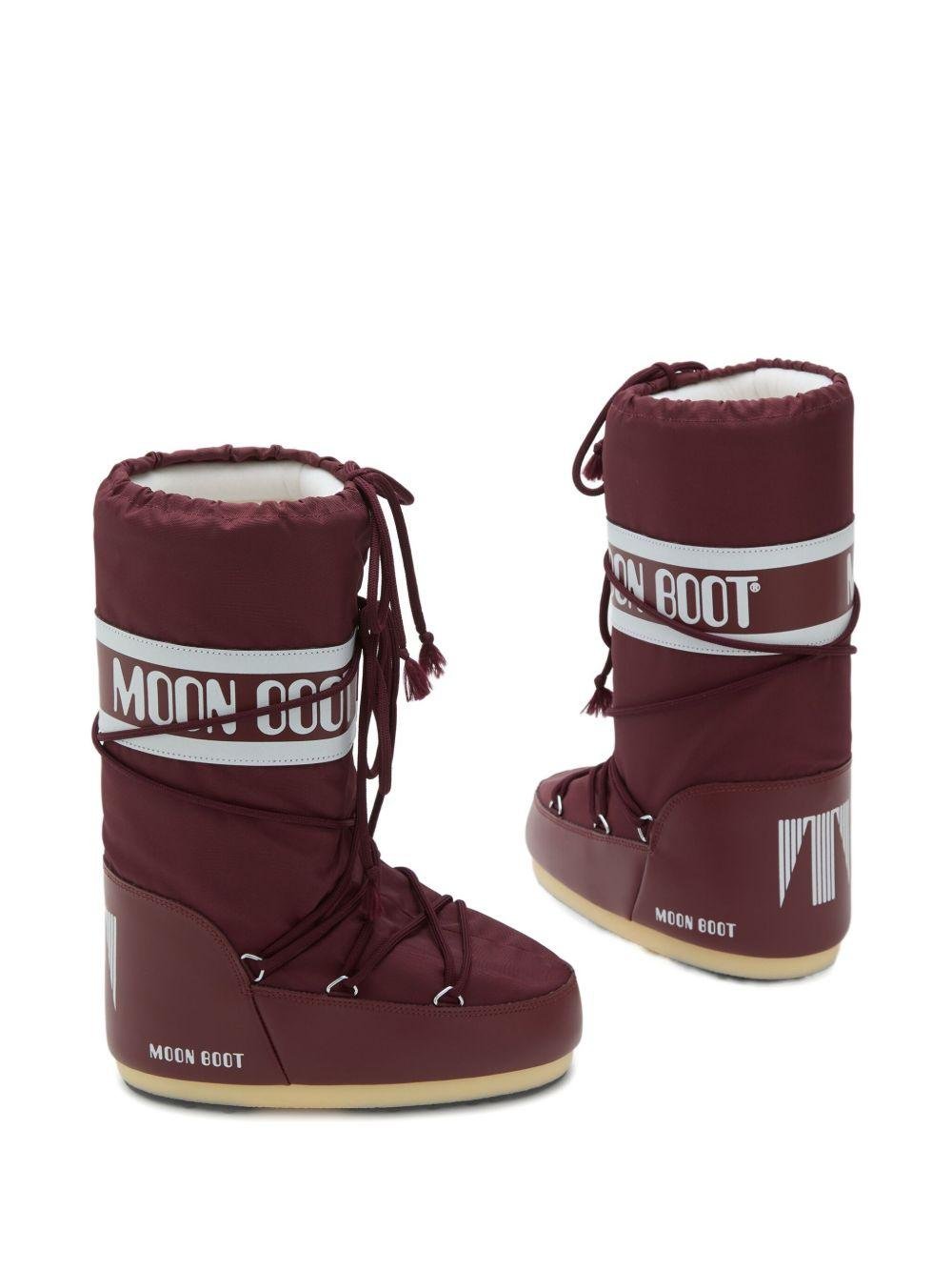 Stivali da neve Icon per bambini Moon Boot Kids rossi con fascia con logo - Rubino Kids
