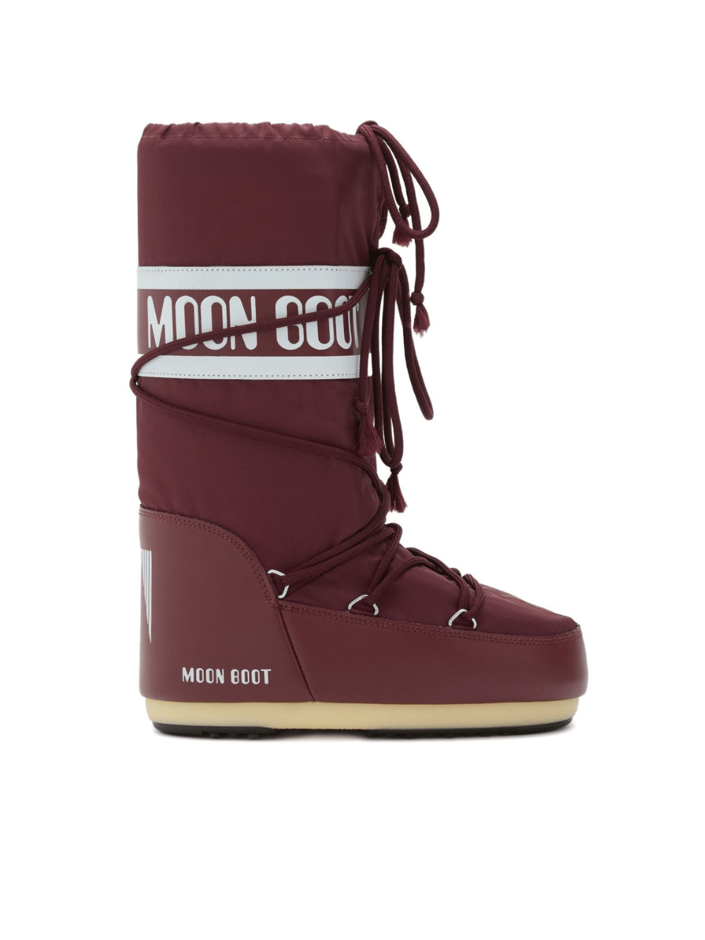Stivali da neve Icon per bambini Moon Boot Kids rossi con fascia con logo - Rubino Kids