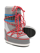 Stivali da neve Icon per bambino Moon Boot Kids grigi con lacci rossi - Rubino Kids