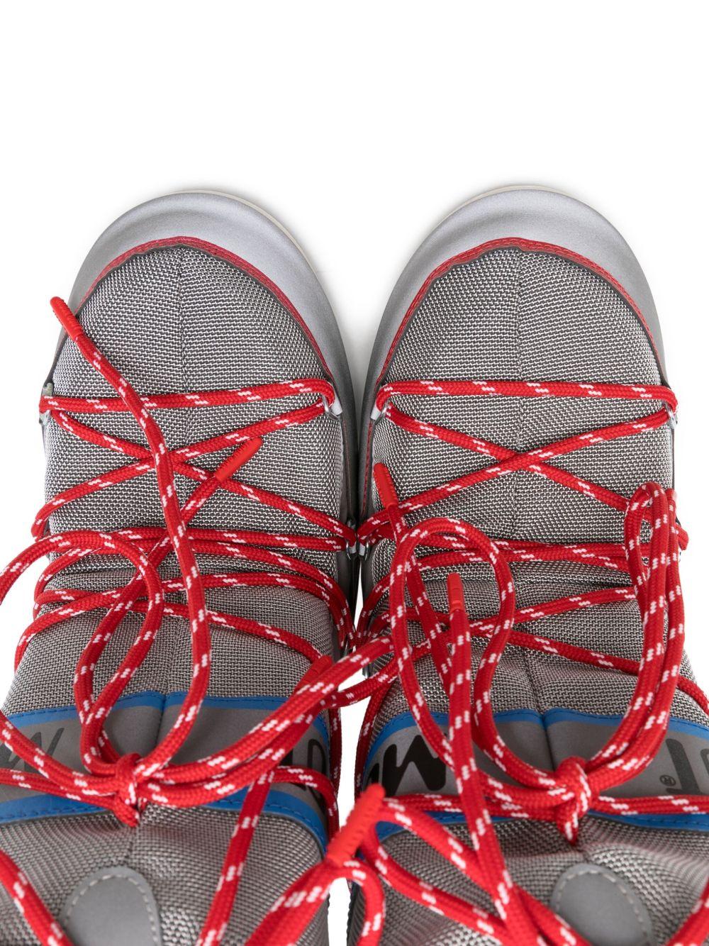 Stivali da neve Icon per bambino Moon Boot Kids grigi con lacci rossi - Rubino Kids