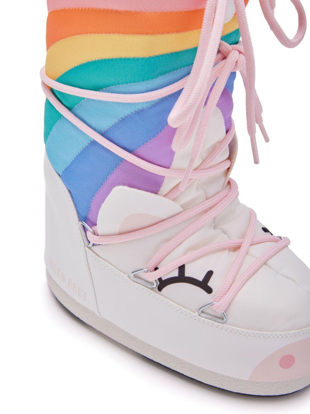 Stivali da neve Icon Unicorn per bambina Moon Boot Kids bianchi con motivo unicorno - Rubino Kids