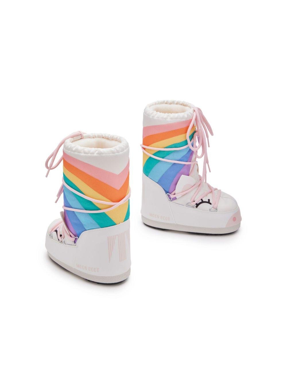 Stivali da neve Icon Unicorn per bambina Moon Boot Kids bianchi con motivo unicorno - Rubino Kids