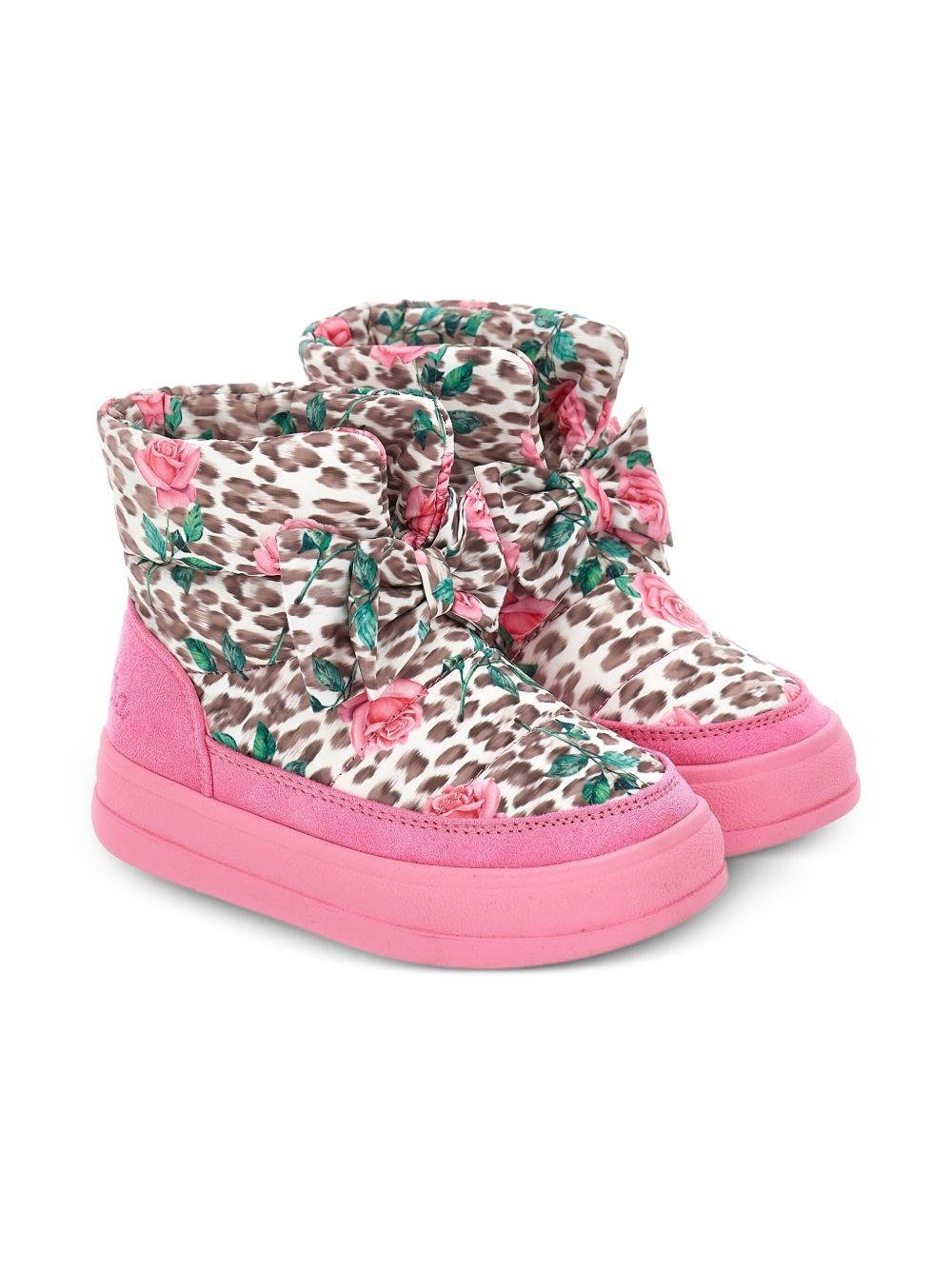 Stivali da neve per bambina Monnalisa animalier con stampa a fiori - Rubino Kids