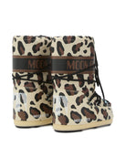 Stivali da neve per bambini Moon Boot Kids beige con lacci leopardato - Rubino Kids
