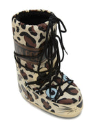 Stivali da neve per bambini Moon Boot Kids beige con lacci leopardato - Rubino Kids
