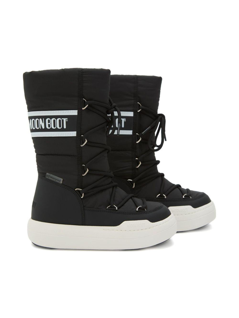 Stivali da neve per bambini Moon Boot Kids neri con chiusura con lacci - Rubino Kids