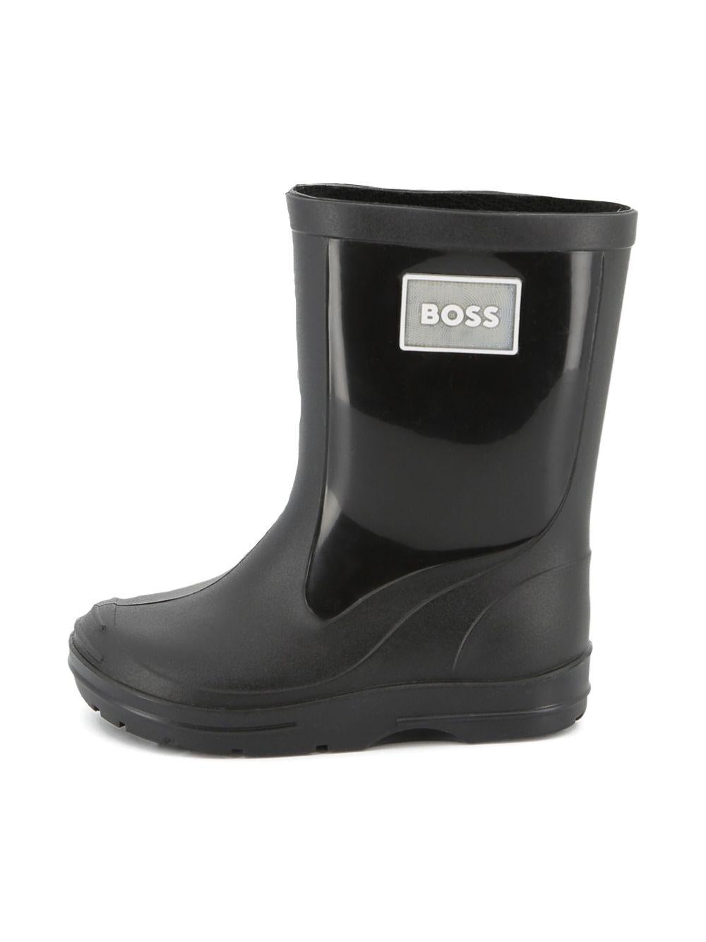 Stivali da pioggia Boss Kids neri con applicazione - Rubino Kids