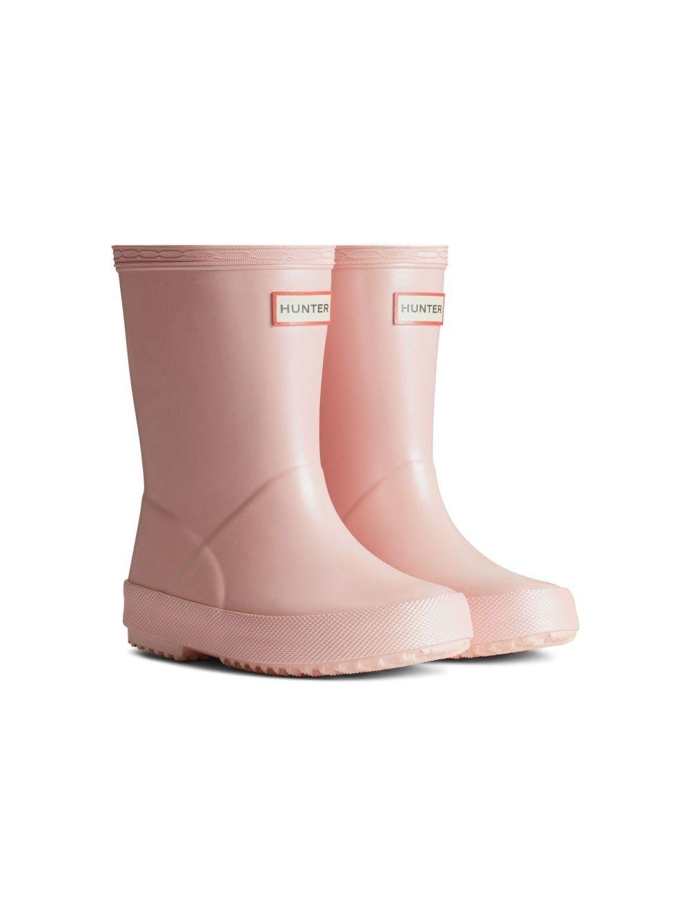 Stivali da pioggia per bambina Hunter Kids rosa con applicazione - Rubino Kids