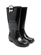 Stivali da pioggia per bambina Karl Lagerfeld Kids neri lucidi con logo - Rubino Kids