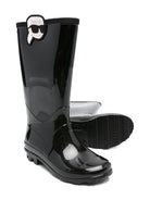 Stivali da pioggia per bambina Karl Lagerfeld Kids neri lucidi con logo - Rubino Kids
