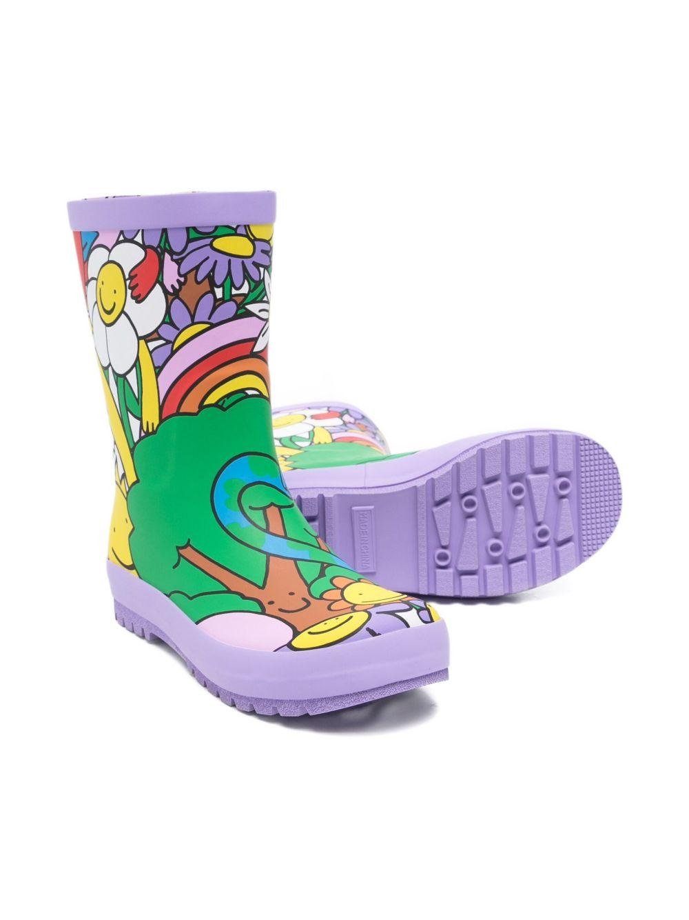 Stivali da pioggia per bambina Stella McCartney Kids lilla con stampa grafica - Rubino Kids