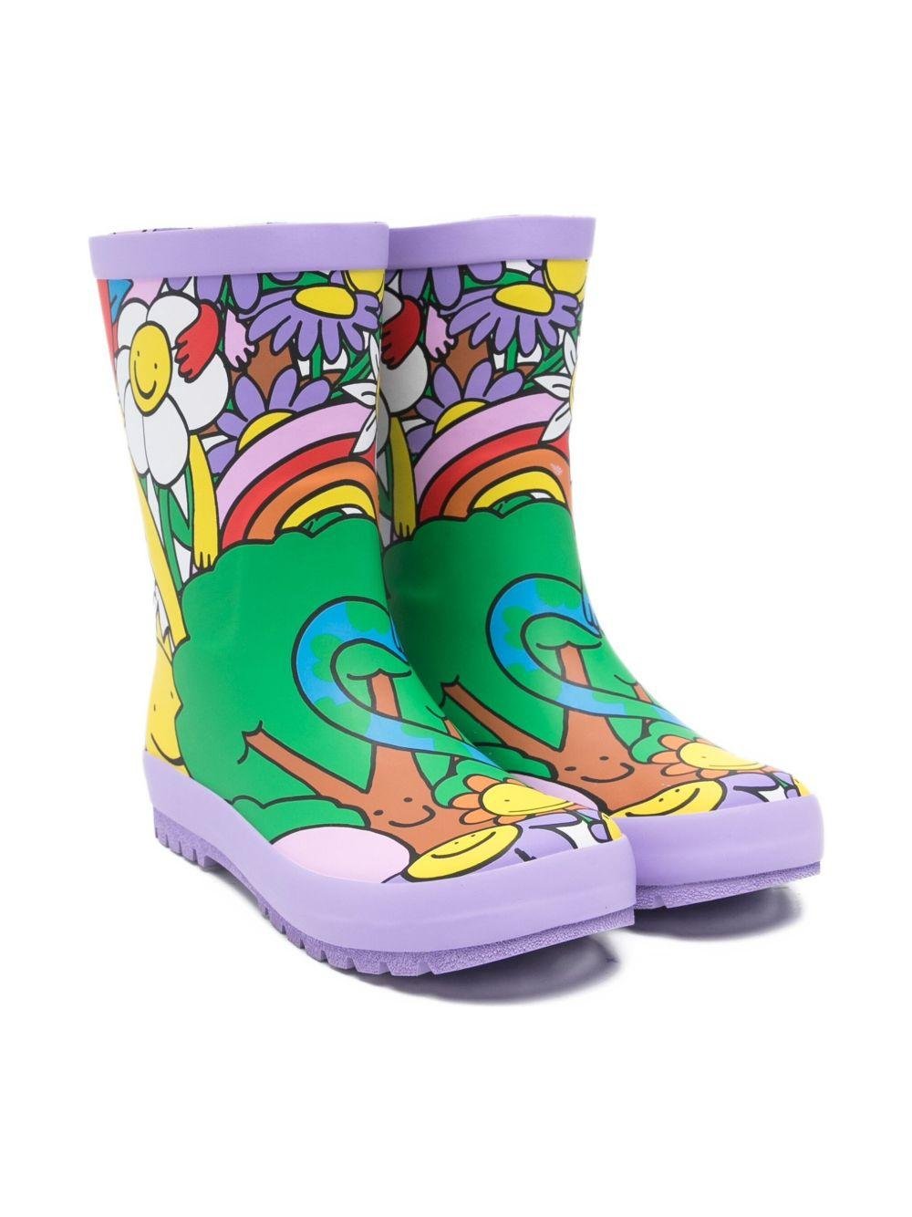 Stivali da pioggia per bambina Stella McCartney Kids lilla con stampa grafica - Rubino Kids