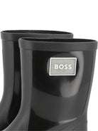 Stivali da pioggia per bambino Boss Kids neri con applicazione - Rubino Kids