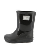 Stivali da pioggia per bambino Boss Kids neri con applicazione - Rubino Kids