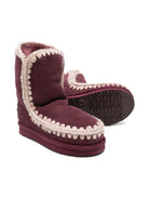Stivali eschimesi per bambina Mou Kids rossi con rifiniture all'uncinetto - Rubino Kids