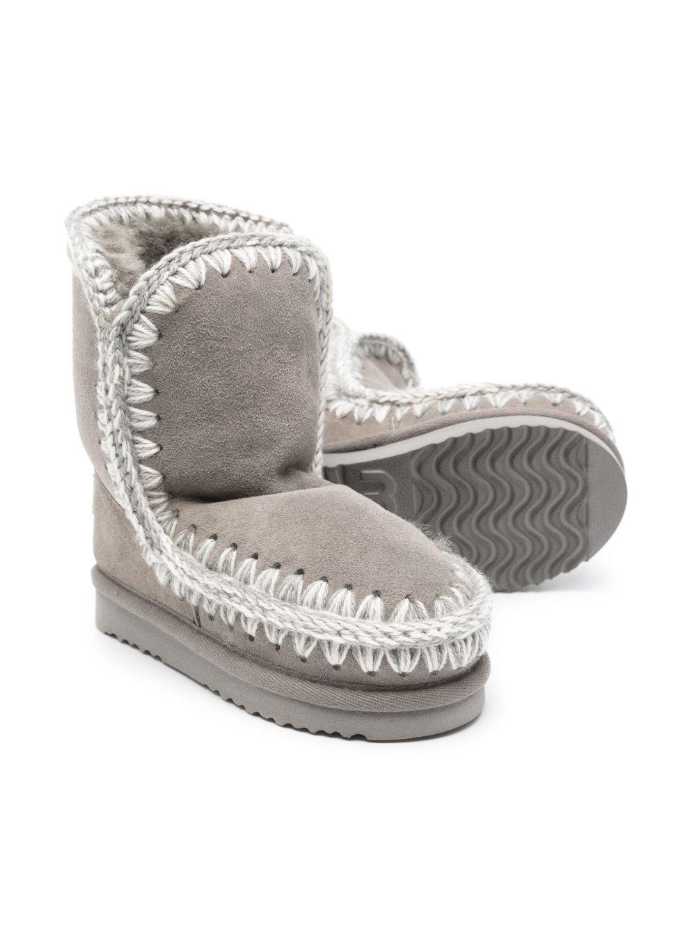 Stivali Eskimo 24 per bambina Mou Kids grigi con applicazione posteriore con logo - Rubino Kids