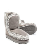 Stivali Eskimo 24 per bambina Mou Kids grigi con applicazione posteriore con logo - Rubino Kids