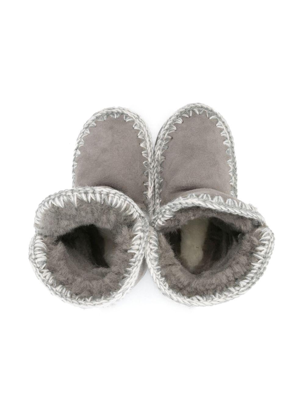 Stivali Eskimo 24 per bambina Mou Kids grigi con applicazione posteriore con logo - Rubino Kids