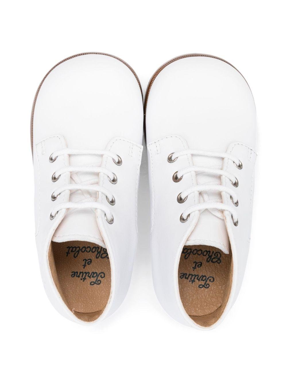 Stivali in pelle per neonato Tartine Et Chocolat bianco con chiusura con lacci - Rubino Kids