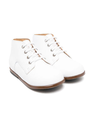 Tartine Et Chocolat white lace-up leather boots for newborns