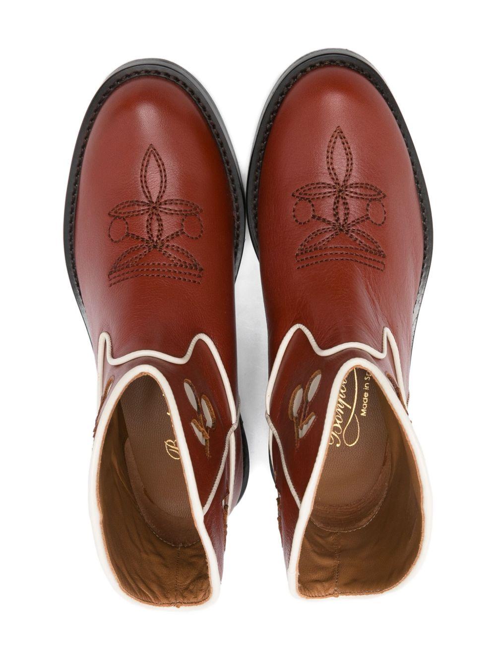 Stivali per bambina Bonpoint marrone con ricamo ciliegie - Rubino Kids