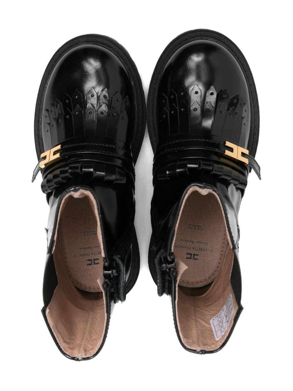 Stivali per bambina Elisabetta Franchi La Mia Bambina nera con dettagli in pelle - Rubino Kids