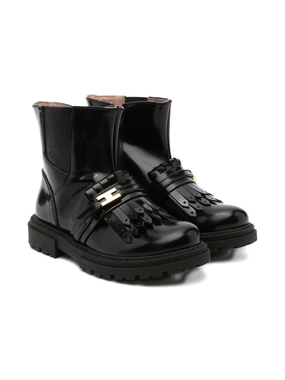 Elisabetta Franchi La Mia Bambina black boots with leather details