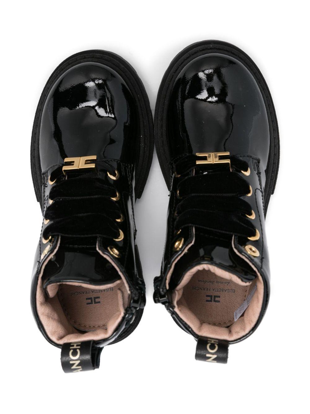 Stivali per bambina Elisabetta Franchi La Mia Bambina neri con dettaglio con logo color oro - Rubino Kids