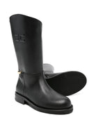 Stivali per bambina Elisabetta Franchi La Mia Bambina neri con logo goffrato - Rubino Kids