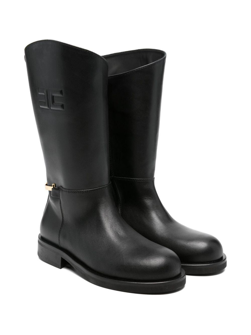 Stivali per bambina Elisabetta Franchi La Mia Bambina neri con logo goffrato - Rubino Kids