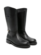 Stivali per bambina Elisabetta Franchi La Mia Bambina neri con logo goffrato - Rubino Kids