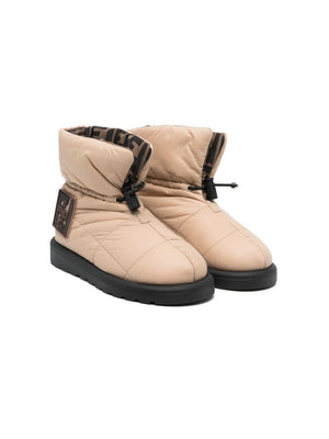 Fendi Kids beige padded boots for girls