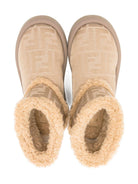 Stivali per bambina Fendi Kids beige con stampa logo FF all - over - Rubino Kids