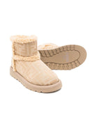 Stivali per bambina Fendi Kids beige con stampa logo FF all - over - Rubino Kids
