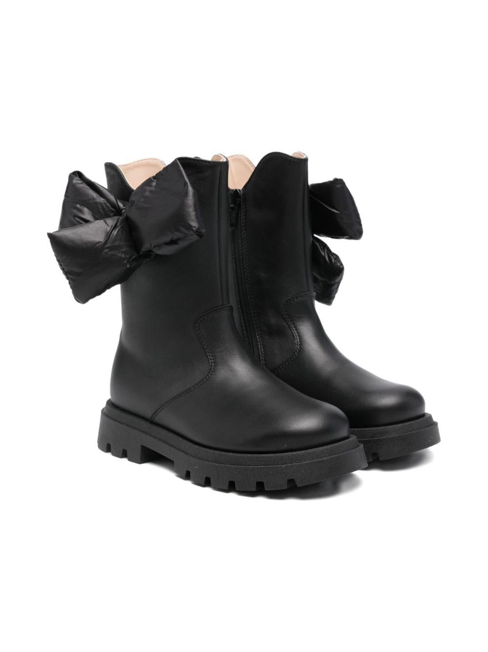 Stivali per bambina Florens neri con dettaglio fiocco sui lati - Rubino Kids