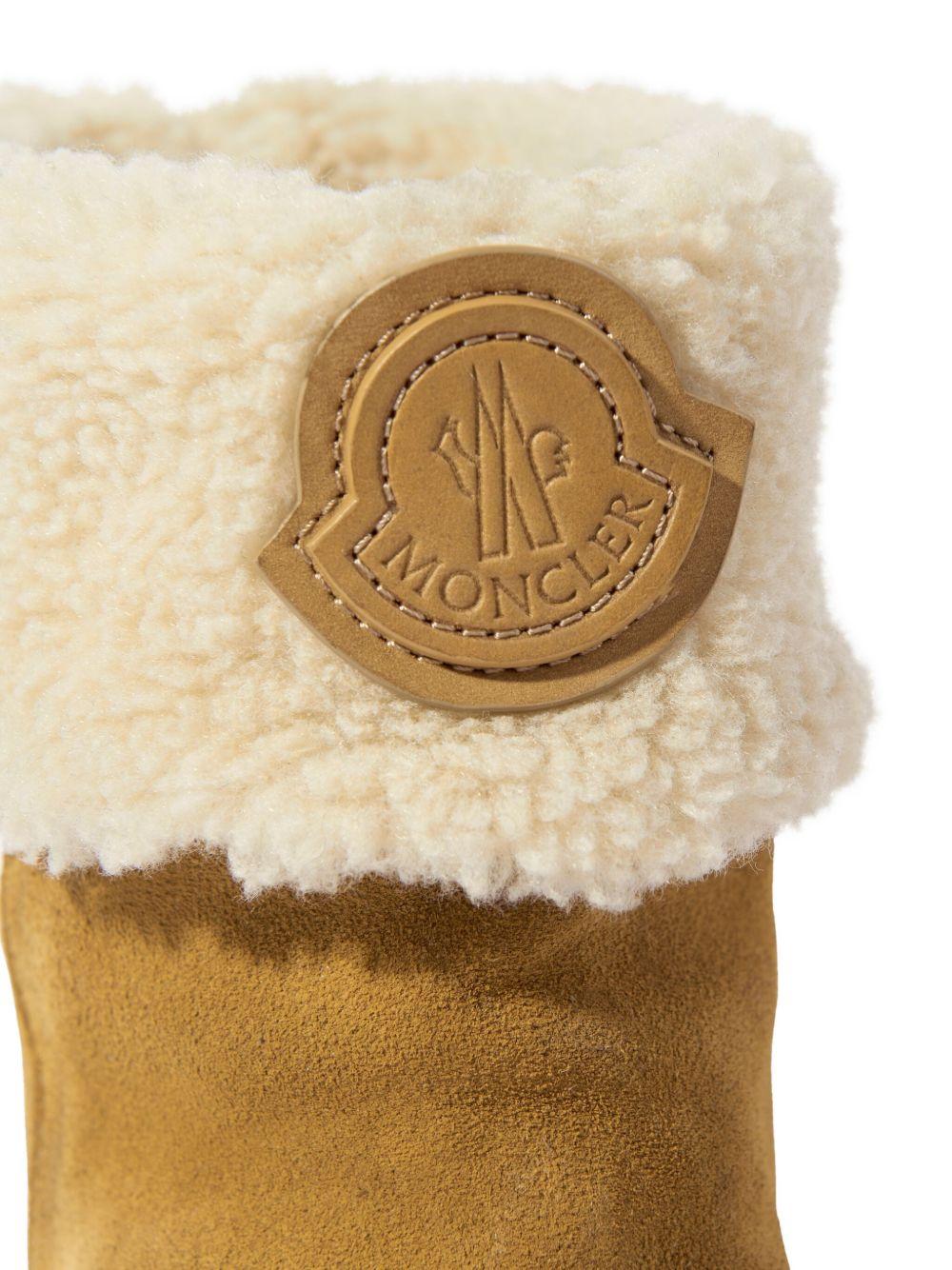 Stivali per bambina Moncler Enfant marroni con finiture in shearling - Rubino Kids